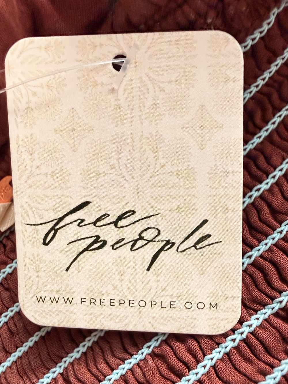 FREE PEOPLE Aariel Tie Strap Tiered Cotton Midi Dress Nutmeg Combo NWT - Picture 8 of 10
